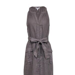 Joie - Olive Green Linen Sleeveless Button Front Dress Sz S